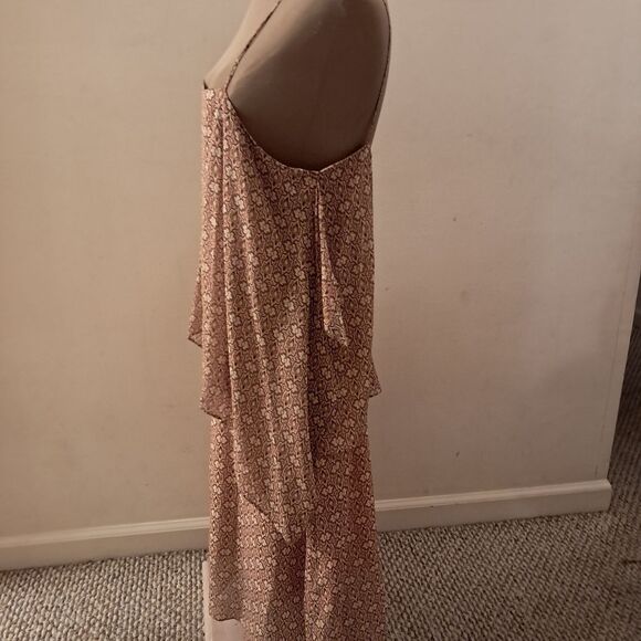 THEORY 100% Silk Tiered Sun Dress Spaghetti Strap Flowy Size Large Summer - Picture 4 of 10